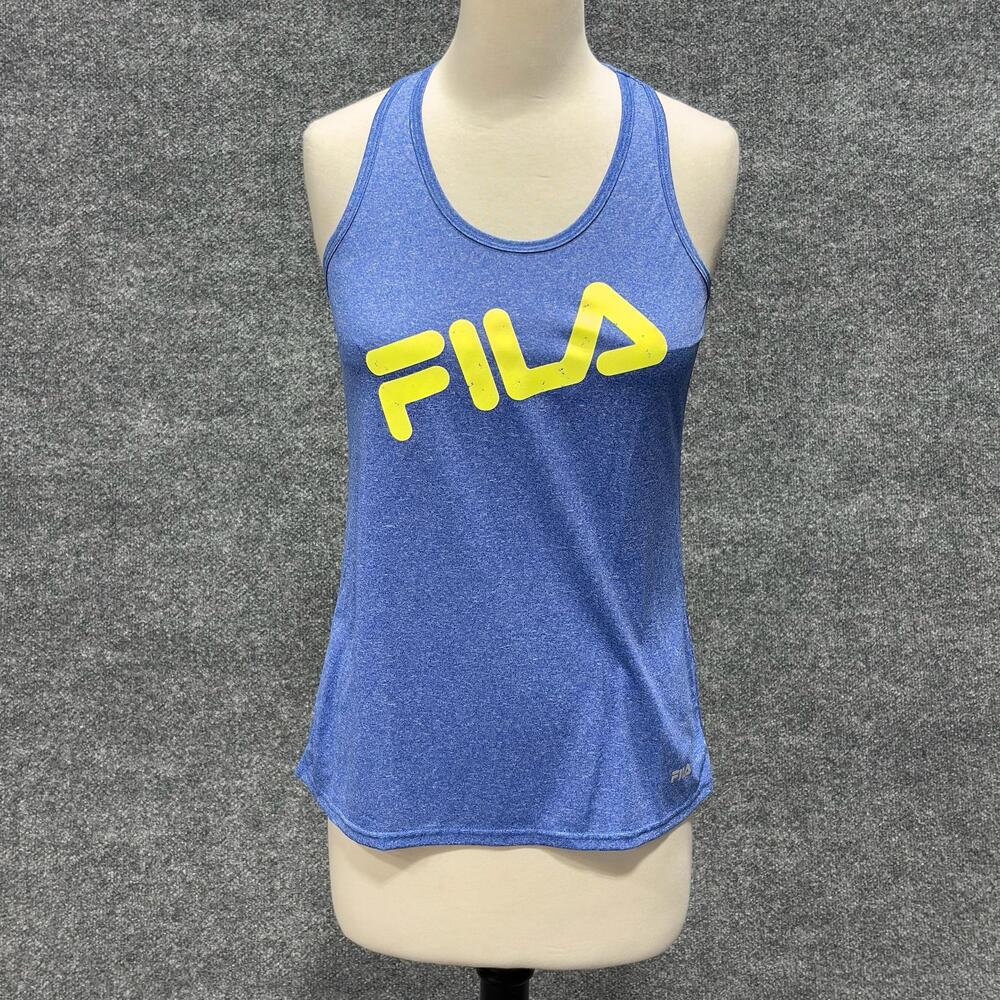 Fila Tank Top Womens XS Blue Racerback Logo Mesh Athletic Workout Shirt Gym